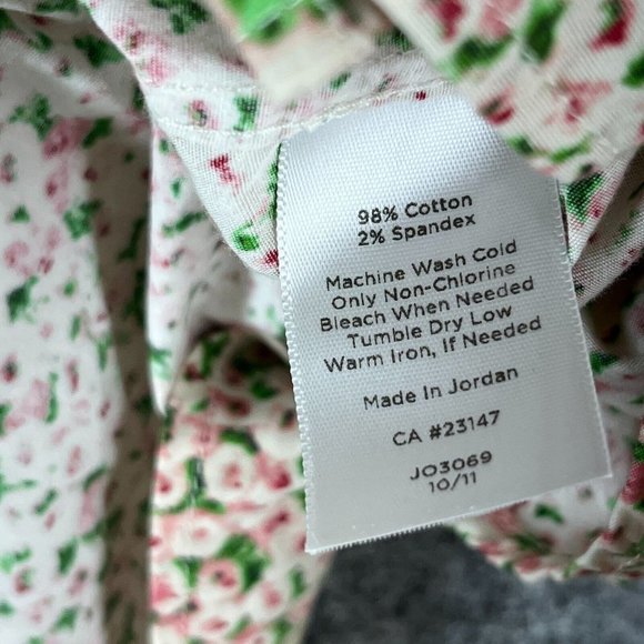 Talbots Floral Button Down Shirt - Cream and Pink - Picture 8 of 12